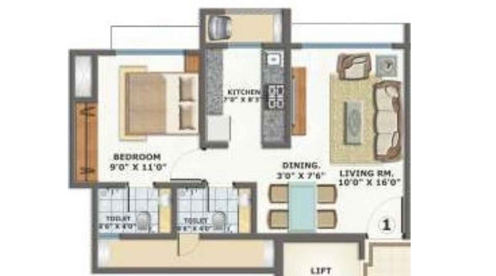 Bhoomi-Acres-Floor-Plan-M-Wing-1-BHK-Unit-Plan-1